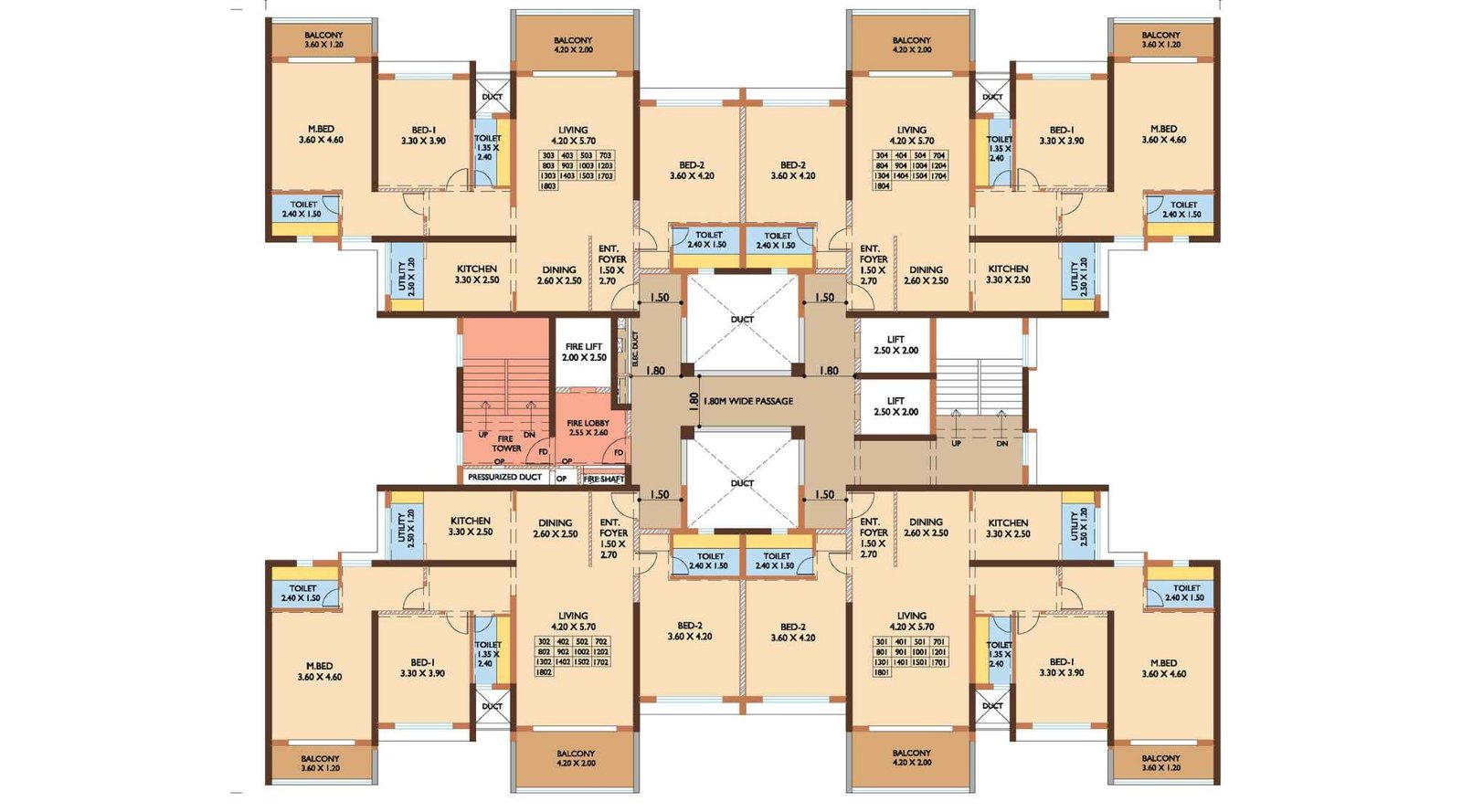 Nanded-City- Saajgiri-Typical-floor-plan-3BHK-BLDG-A